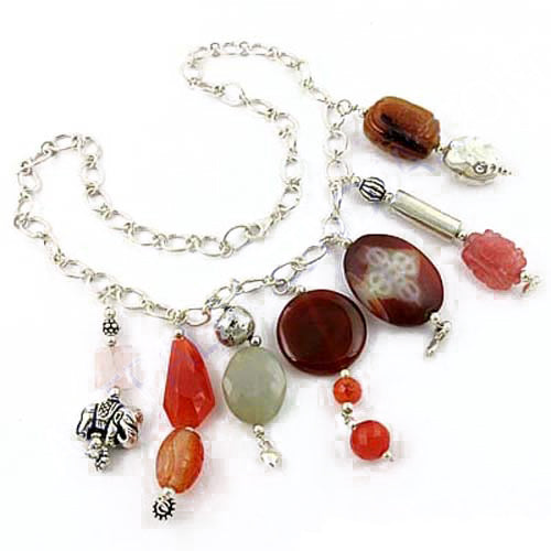 Silver Gemstone Bead Necklace for Women | Statement Jewelry