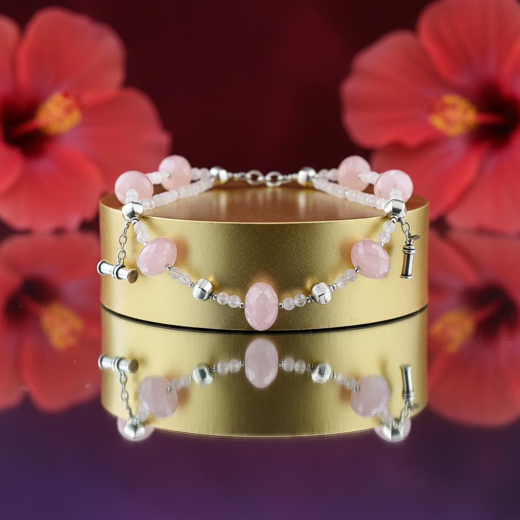 Rose quartz beaded necklace | gemstone jewelry for women