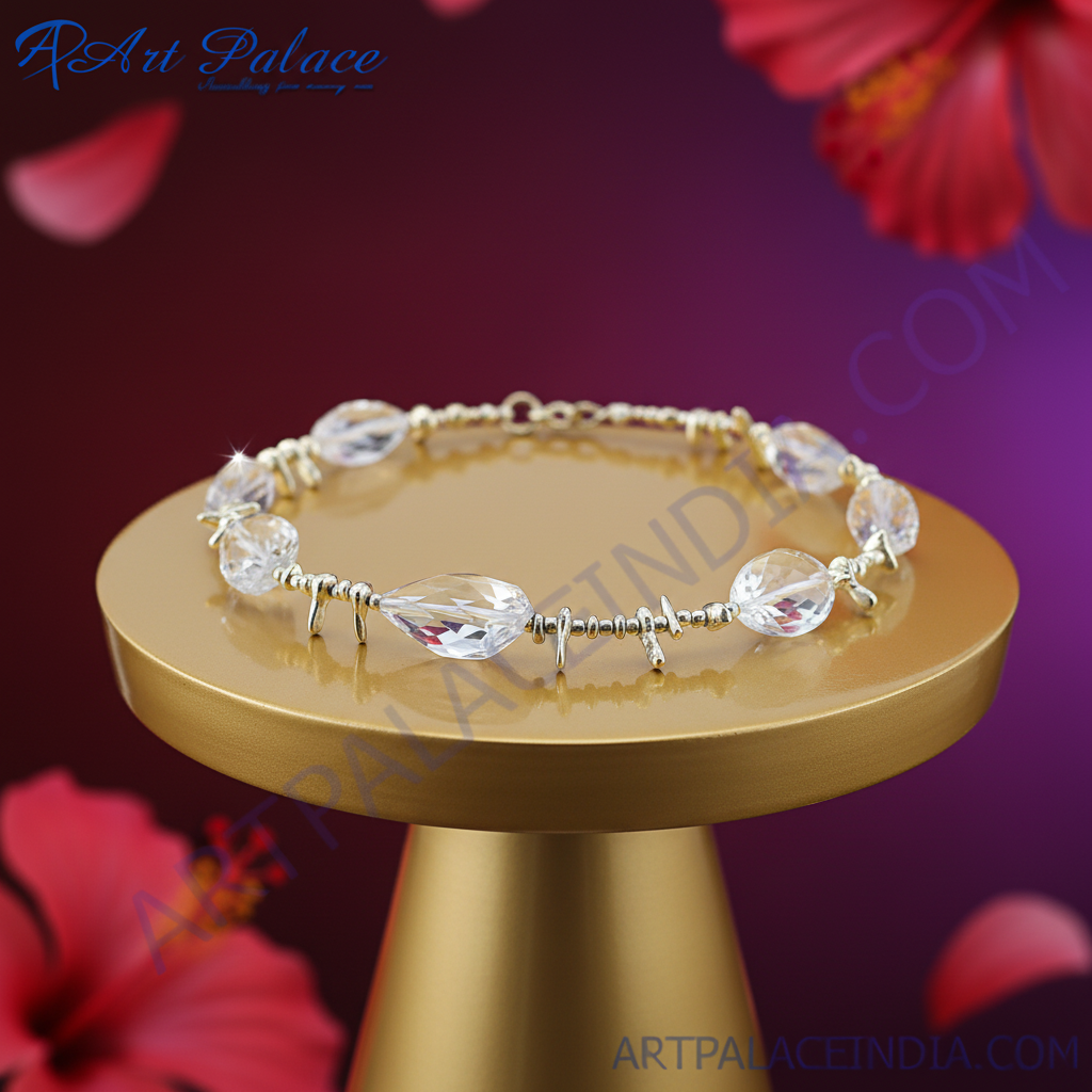 Clear quartz bead necklace for women | gemstone jewelry