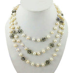 Load image into Gallery viewer, Pearl Layered Necklace with Floral Accents | Women's Fashion
