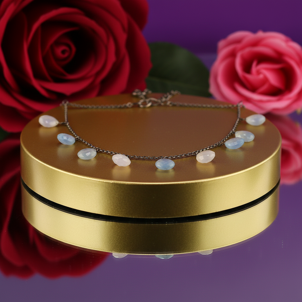 Silver dangle necklace with blue gemstones | women's jewelry