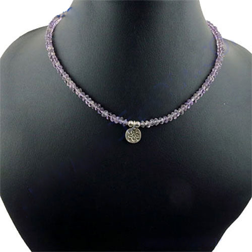 Amethyst Bead Necklace with Silver Charm | Women's Jewelry Gift