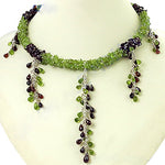 Load image into Gallery viewer, Green Peridot &amp; Garnet Beaded Necklace for Women | Unique Jewelry
