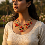 Load image into Gallery viewer, Multi-Strand Gemstone Necklace | Red &amp; Black Stone Jewelry
