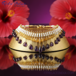 将图像加载到图库查看器中， 宝石串珠项链 | 紫色和黄色宝石首饰
