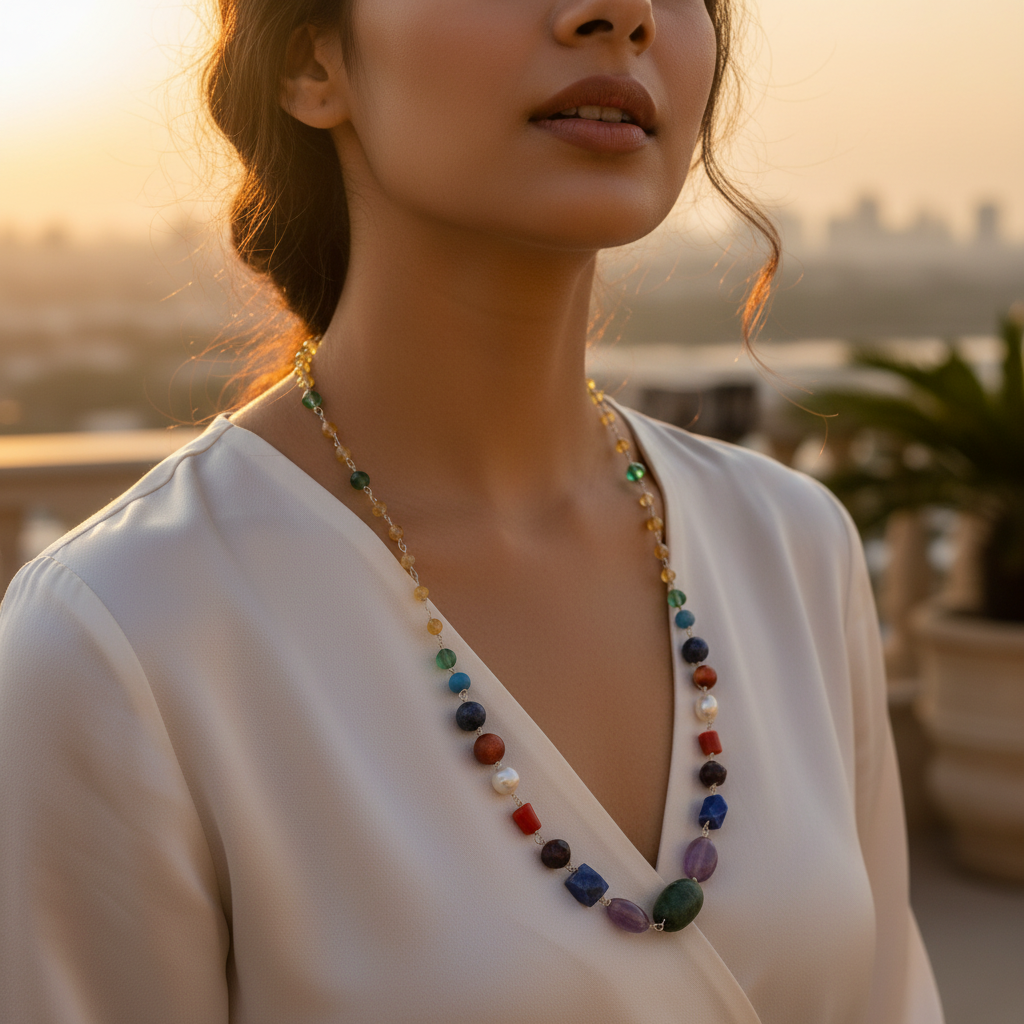 Multi-Gemstone Beaded Necklace | Sterling Silver Chain | Women's Jewelry