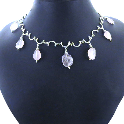 925 Silver Rose Quartz Necklace for Women | Gemstone Jewelry
