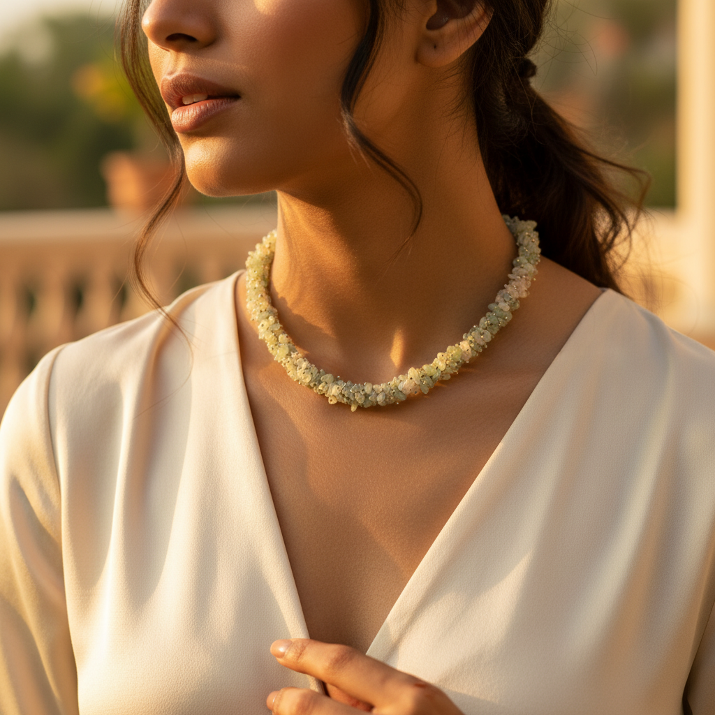 Green gemstone bead necklace | women's fashion jewelry