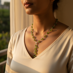 Load image into Gallery viewer, Green Peridot Bead Necklace | Sterling Silver Y Necklace for Women
