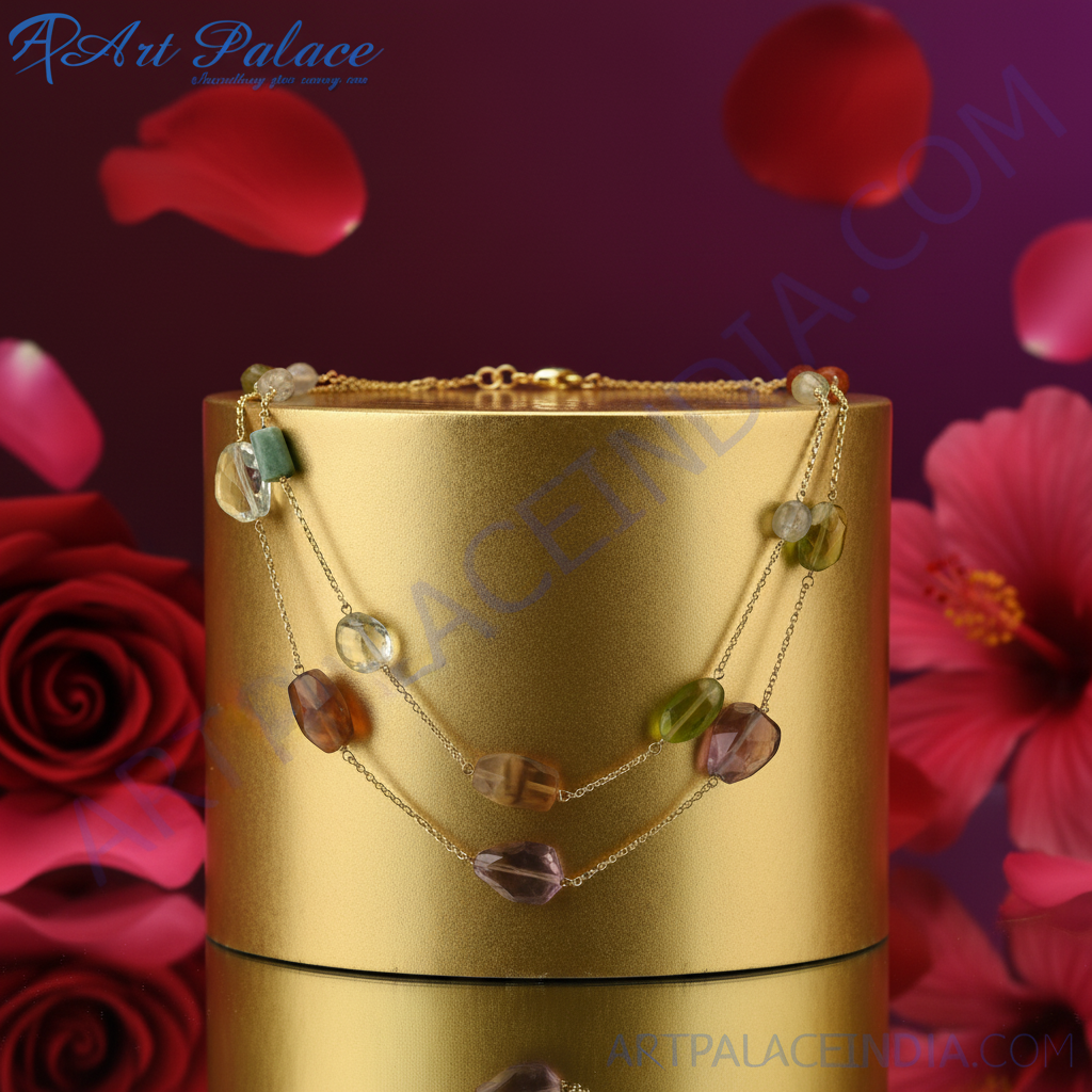 Gemstone Beaded Necklace | Colorful Semi-Precious Stone Necklace