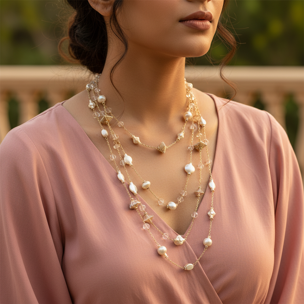 gold plating Pearl Beaded Necklace for Women | Fashion Jewelry