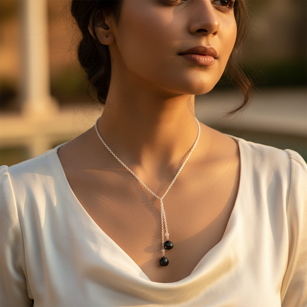 925 silver smoky quartz y necklace for women | daily wear