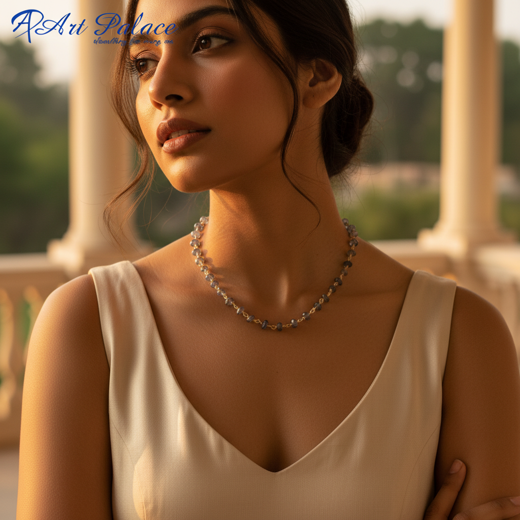 Iolite Bead Necklace | Gold Chain | Women's Jewelry Gift