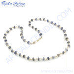Load image into Gallery viewer, Gold chain iolite bead necklace with natural blue gemstone beads for women
