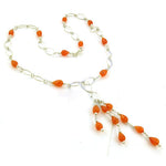 Load image into Gallery viewer, Silver Orange Gemstone Beaded Necklace | Women's Jewelry Gift
