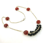 Load image into Gallery viewer, Silver Carnelian &amp; Onyx Bead Necklace | Women's Fashion Jewelry
