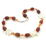 Load image into Gallery viewer, Red Carnelian &amp; Freshwater Pearl Necklace | Women's Jewelry

