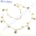 Load image into Gallery viewer, Sterling silver pearl and labradorite necklace, showcasing natural gemstones and an elegant design, perfect for women.
