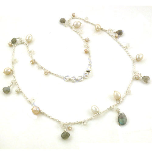 Silver Pearl Labradorite Necklace for Women | Daily Wear
