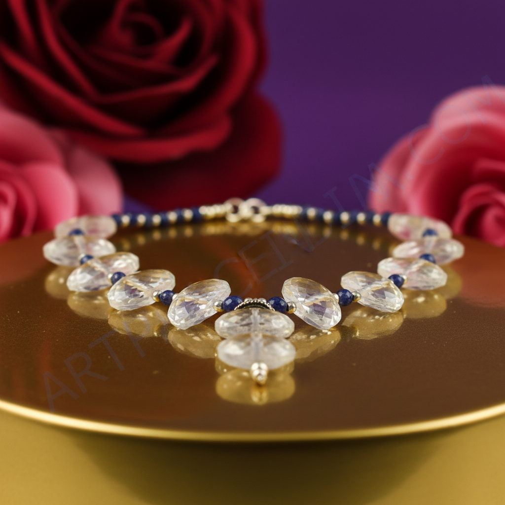 Quartz & iolite bead necklace | statement jewelry for women