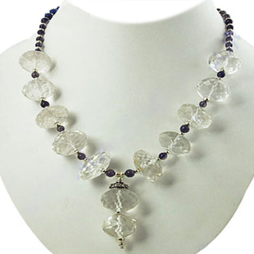 Quartz & Iolite Bead Necklace | Statement Jewelry for Women