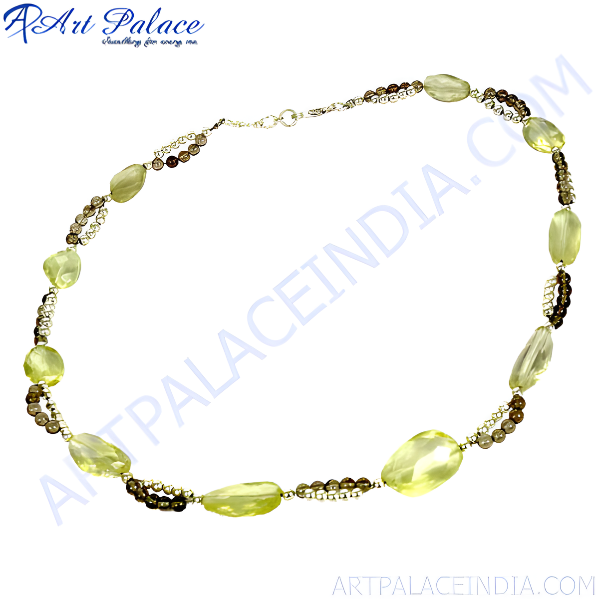 Gemstone beaded necklace featuring yellow and brown stones, perfect for elegant and daily wear