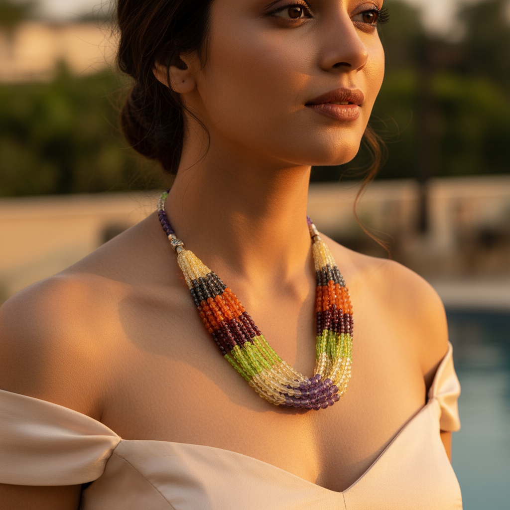 Beaded Gemstone Necklace | Colorful Bead Necklace for Women
