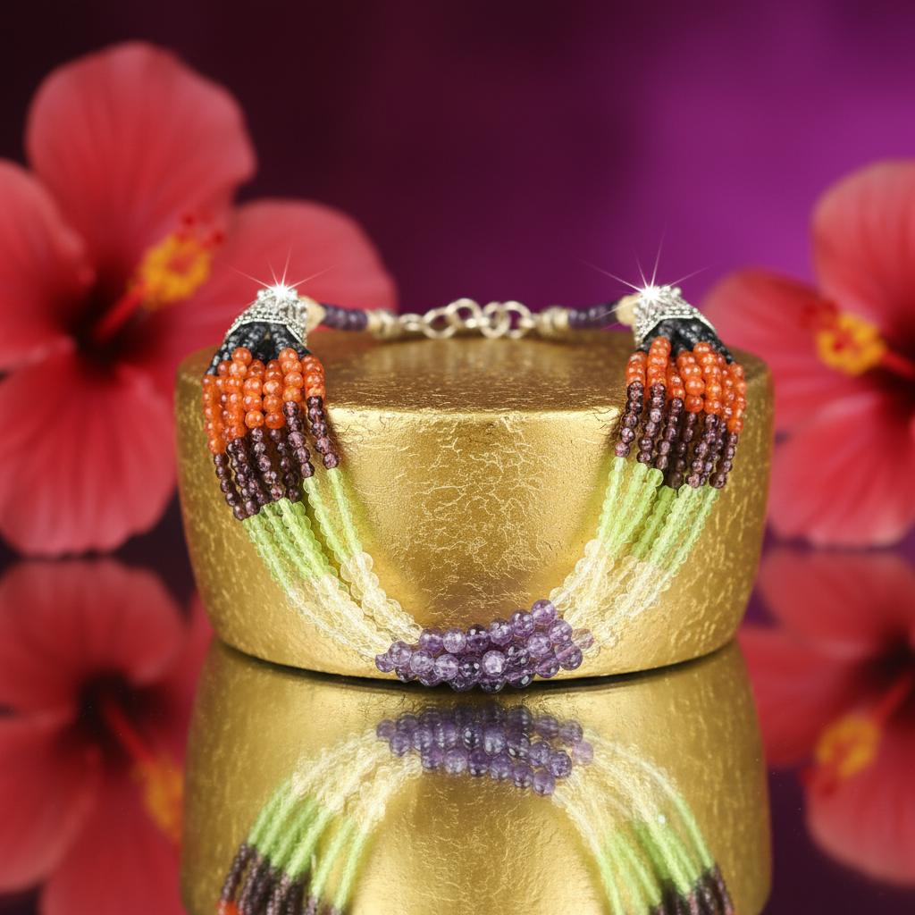 Beaded gemstone necklace | colorful bead necklace for women