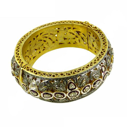 gold plating Filigree Diamond Bangle Bracelet | Luxury Jewelry for Women