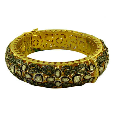 gold plating Filigree Diamond Bangle Bracelet | Luxury Jewelry