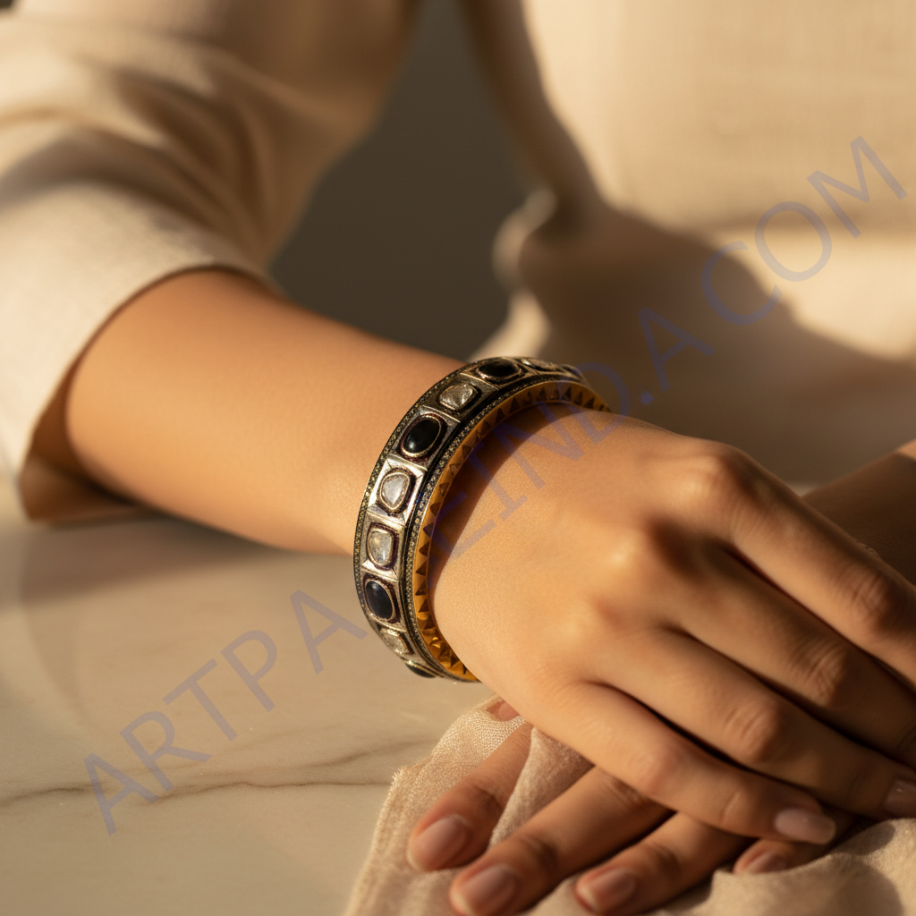 Gold Bangle Bracelet with Gemstones | Luxury Jewelry for Women