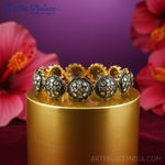 Load image into Gallery viewer, Gold &amp; Black Diamond Bracelet | Floral Design for Women
