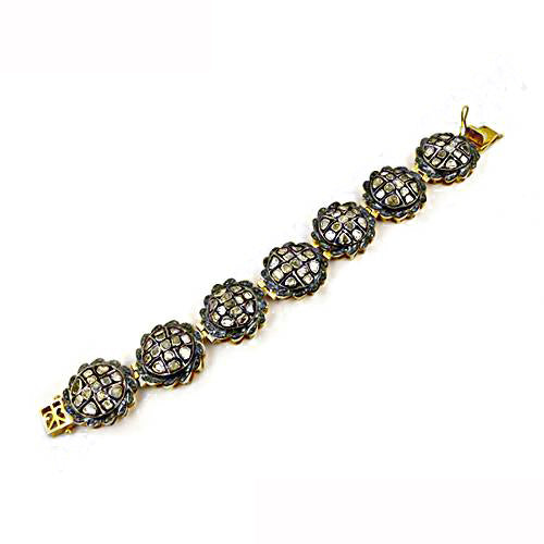 gold plating & Black Diamond Bracelet | Floral Design for Women