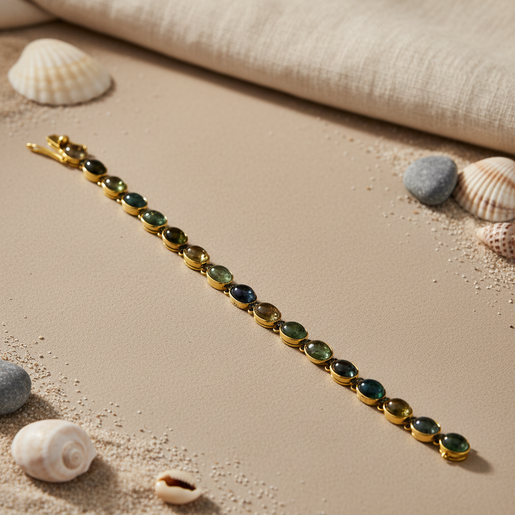 gold plating Green Tourmaline Bracelet | Women's Gemstone Jewelry