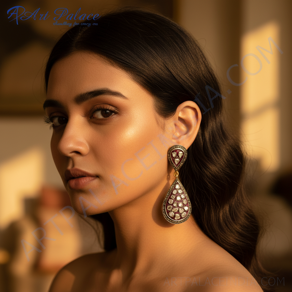 Gold Teardrop Diamond Earrings | Women's Dangle Jewelry