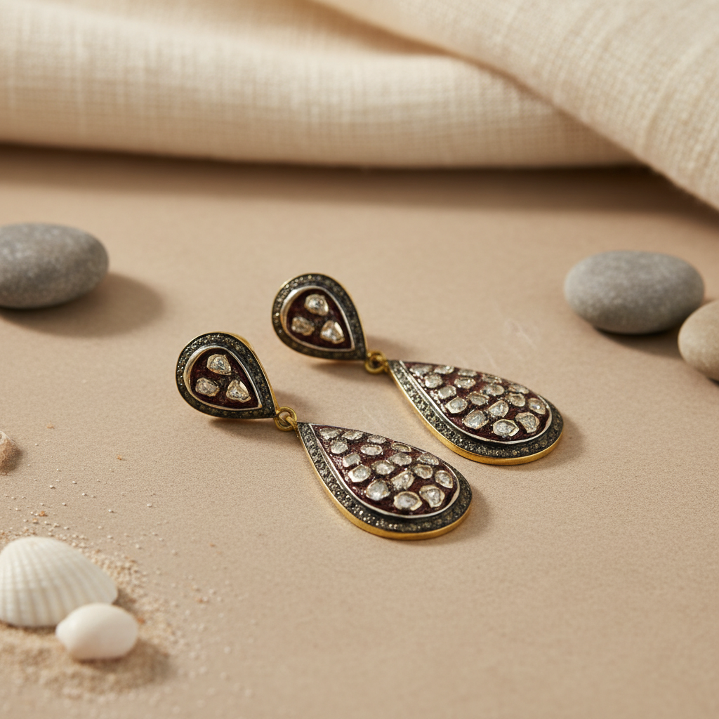 gold plating Teardrop Diamond Earrings | Women's Dangle Jewelry