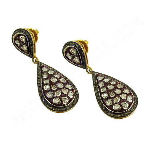 gold plating Teardrop Diamond Earrings | Women's Dangle Jewelry