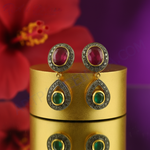 Load image into Gallery viewer, Gold Ruby &amp; Emerald Earrings | Dangle Earrings for Women
