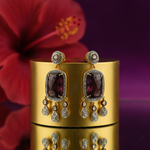 Load image into Gallery viewer, Ruby Drop Earrings | Gold Vermeil &amp; Diamond Accent Jewelry
