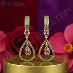 Load image into Gallery viewer, Gold Teardrop Dangle Earrings with Gemstones | Women&#39;s Jewelry
