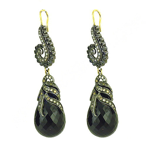 Black Onyx Drop Earrings for Women | Statement Jewelry