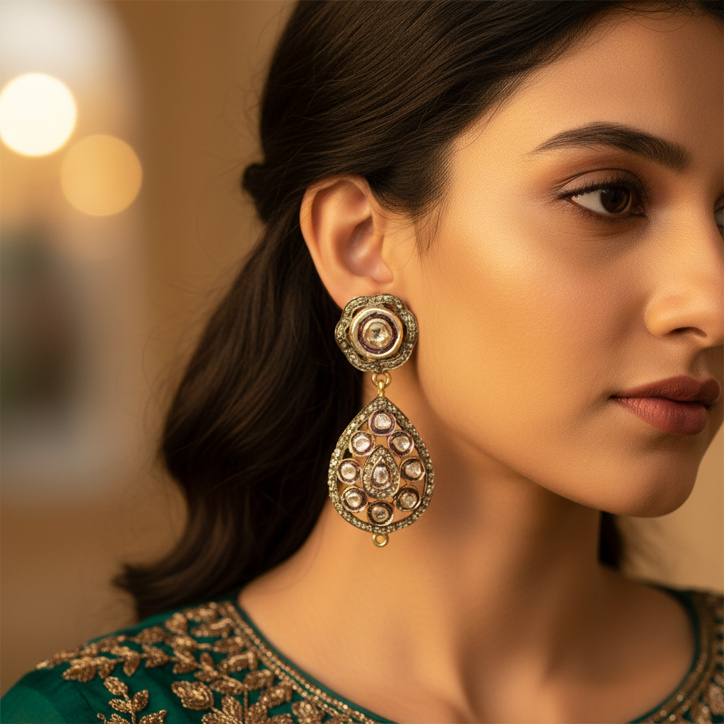 Gold Teardrop Earrings with Diamonds | Luxury Jewelry