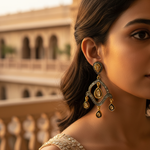 Load image into Gallery viewer, Gold Teardrop Diamond Earrings | Luxury Indian Jewelry
