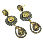 将图像加载到图库查看器中， gold plating Diamond Flower Drop Earrings | Luxury Women's Jewelry
