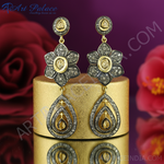 Load image into Gallery viewer, Gold Diamond Flower Drop Earrings for Women | Floral Jewelry
