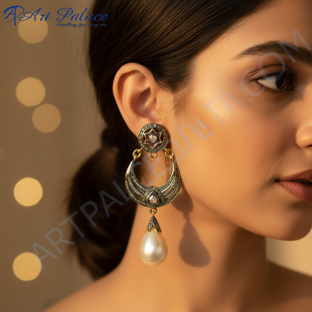 Pearl Drop Earrings - Antique Design for Women | Gift Jewelry