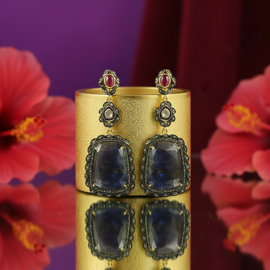 Sapphire & Ruby Drop Earrings for Women | Statement Jewelry