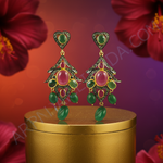 Load image into Gallery viewer, Emerald Ruby Earrings | 18K Gold Plated | Women&#39;s Jewelry
