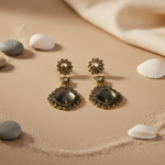 Load image into Gallery viewer, gold plating Black Stone Dangle Earrings | Statement Jewelry
