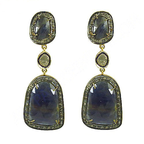 Sapphire & Diamond Drop Earrings for Women | Statement Jewelry